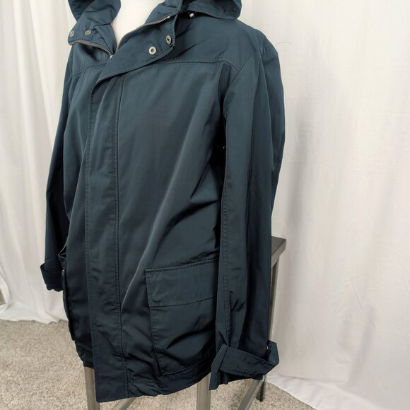 Cole Haan Rain Coat Jacket Medium Blue Hood - Picture 2 of 12